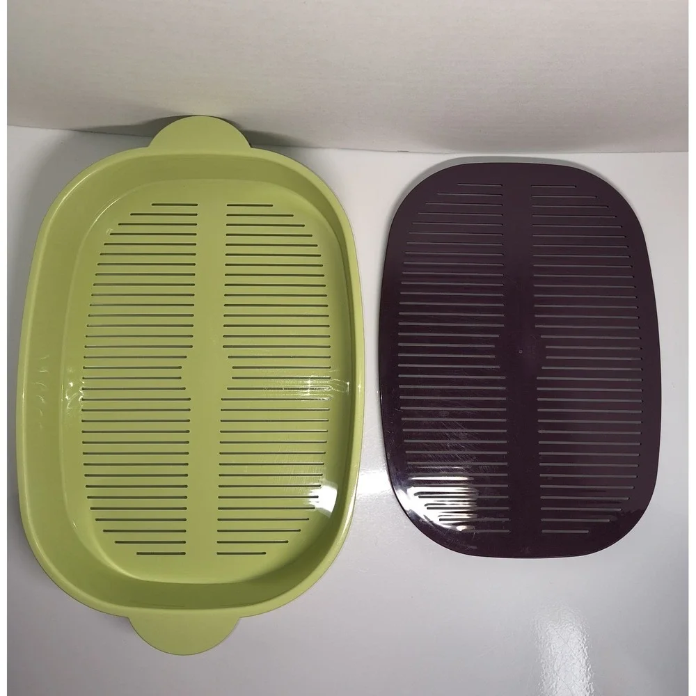 Tupperware 6 Piece 2 1/4 Quarts Oval Microwave Stack Cooker Steamer Set Vintage